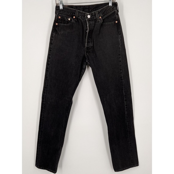 Levi's Denim - Vintage Levis 501 Jeans Womens Black W30 L33 Made In USA Button Fly Denim 90s